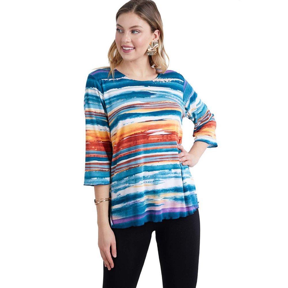 Stretchy Merrow Top 3/4 Sleeve Abstract Print